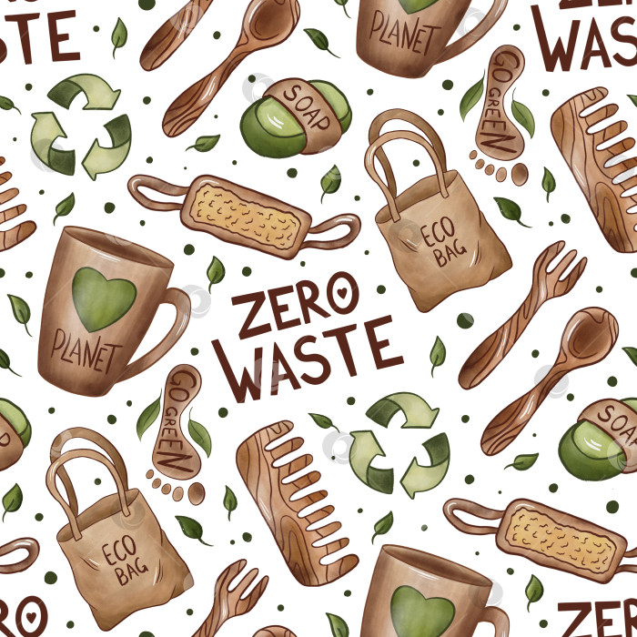 Скачать Zero waste, без отходов, экология, бесшовный паттерн, белый фон фотосток Ozero