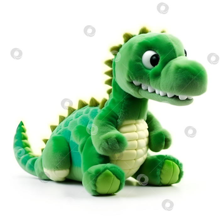 Скачать Большой, зелёный динозаврик Дино. Мягкая игрушка для детей. ИИ. фотосток Ozero
