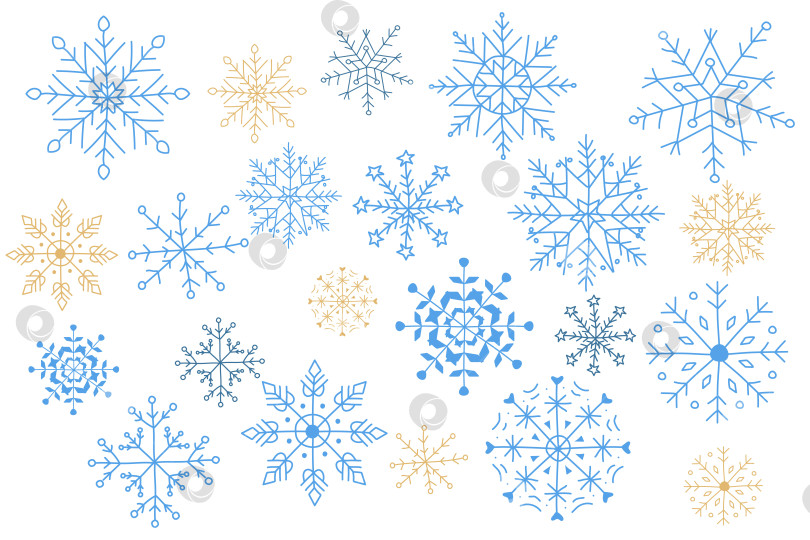 Скачать Снежинки, нарисованные от руки. Зимний дизайн шаблона. фотосток Ozero