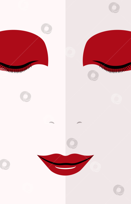 Скачать Векторный портрет женщины с ярко-красным макияжем фотосток Ozero