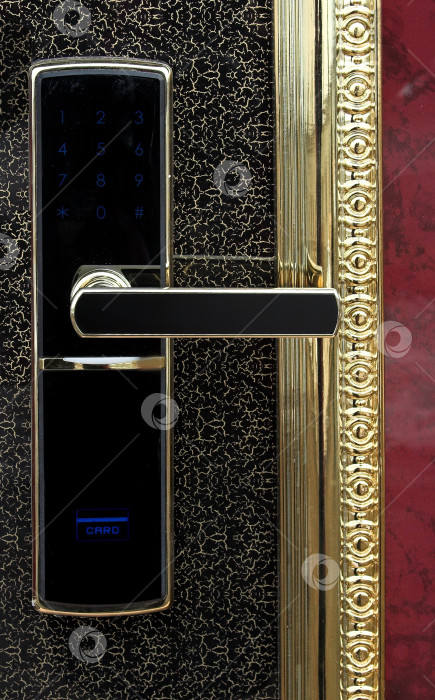 Скачать Металлическая входная дверь: изолированная дверная ручка и электронный замок фотосток Ozero