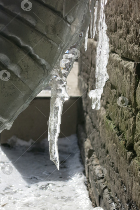 Скачать Лед на водосточной трубе - природное явление фотосток Ozero