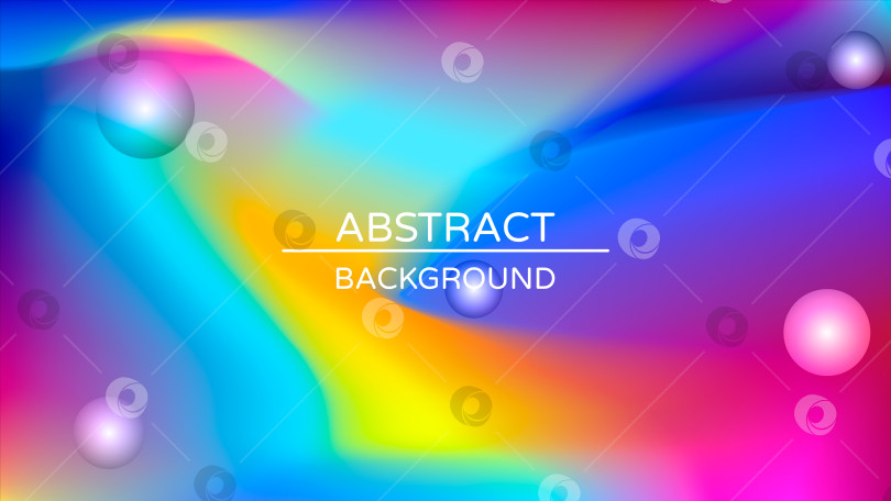 Скачать Яркий разноцветный абстрактный голографический градиентный фон с перламутровыми сферами. фотосток Ozero