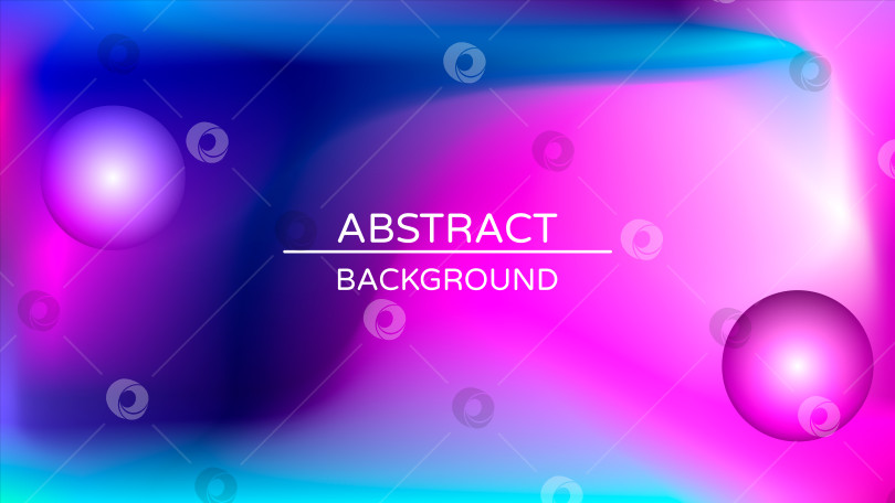Скачать Абстрактный голографический сине-розовый градиентный фон с перламутровыми сферами. фотосток Ozero