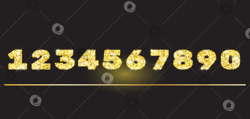 Скачать Реалистичные сияющие цифры с золотым блеском. фотосток Ozero