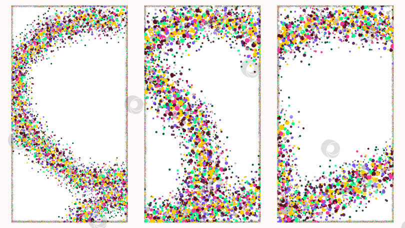 Скачать Набор разноцветных минималистичных абстрактных фонов с распыленным конфетти. фотосток Ozero