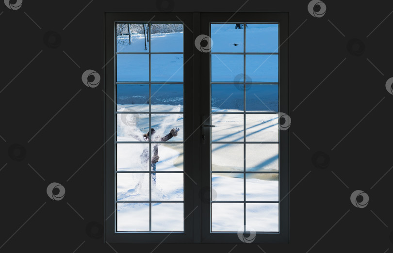 Скачать Зимний вид из пластикового окна фотосток Ozero