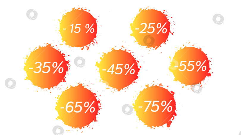 Скачать Векторный набор ярких значков распродажи с градиентными брызгами оранжевого цвета. фотосток Ozero