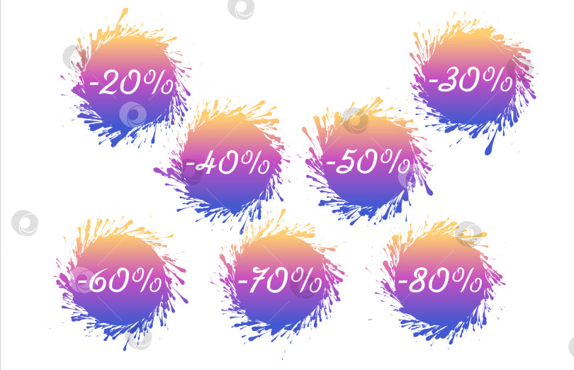 Скачать Векторный набор ярких значков распродажи с градиентными брызгами. фотосток Ozero