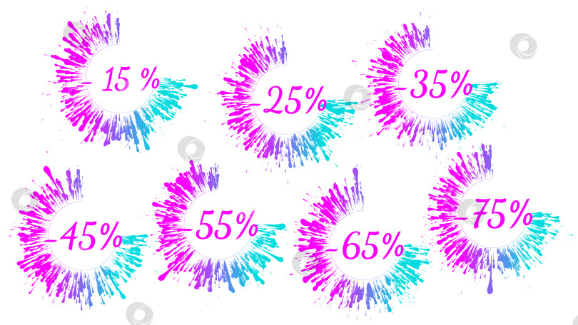 Скачать Векторный набор ярких значков распродажи с градиентными брызгами. фотосток Ozero