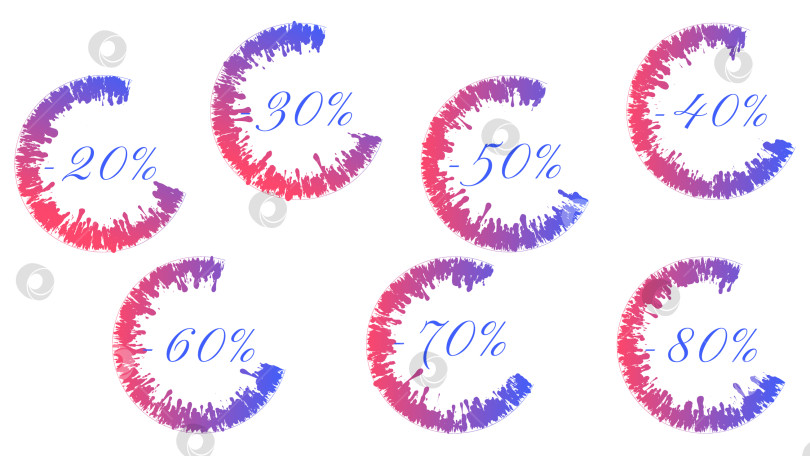 Скачать Векторный набор ярких значков распродажи с градиентными брызгами. фотосток Ozero