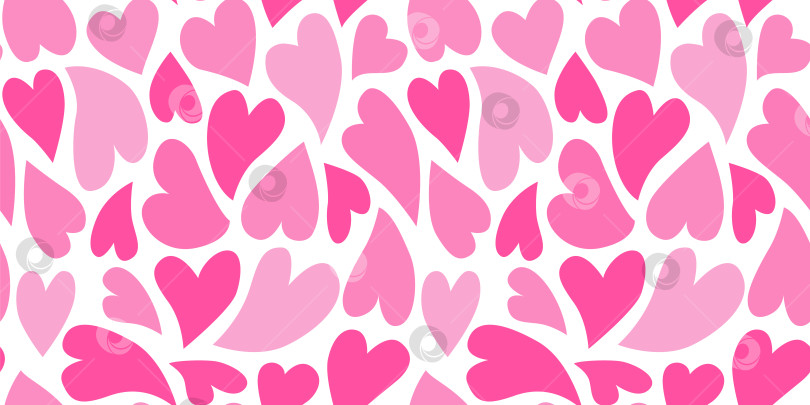 Скачать Бесшовный узор с различными жидкими розовыми сердечками в плоском векторном стиле. День Святого Валентина. фотосток Ozero