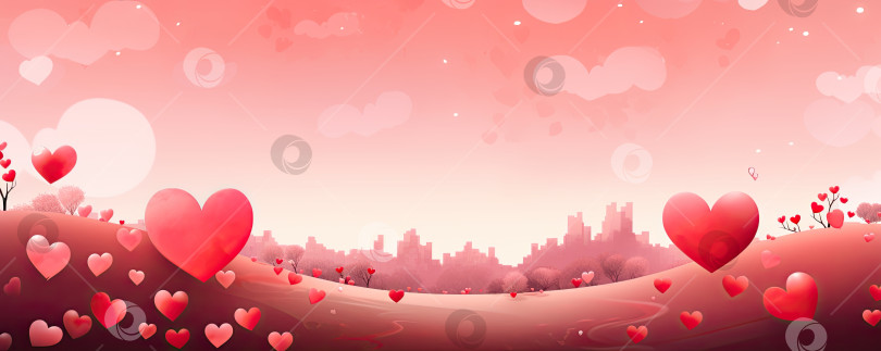 Скачать Фон на день Святого Валентина с романтическими розовыми сердечками. Генеративный искусственный интеллект. фотосток Ozero