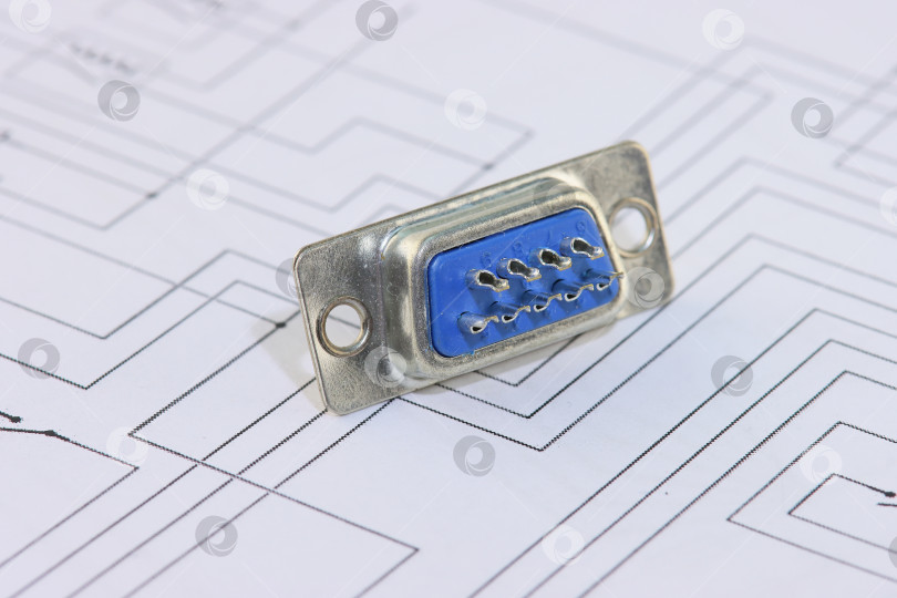 Скачать Разделы D-SUB 9, групповой план на электрической основе. фотосток Ozero