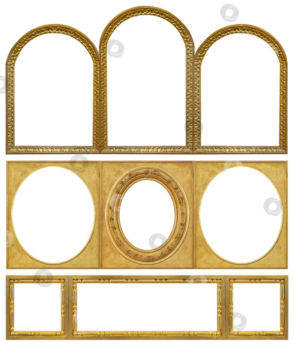 Скачать Набор золотых рам для картин, зеркал или фотографий, выделенных на белом фоне фотосток Ozero