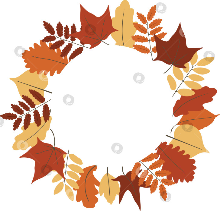 Скачать векторный клипарт с венком из осенних листьев, иллюстрация осеннего венка png, обрамление тыкв и листьев в плоском стиле фотосток Ozero