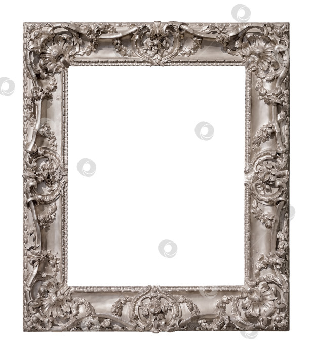 Скачать Серебряная рамка для картин, зеркал или фотографий, выделенных на белом фоне фотосток Ozero