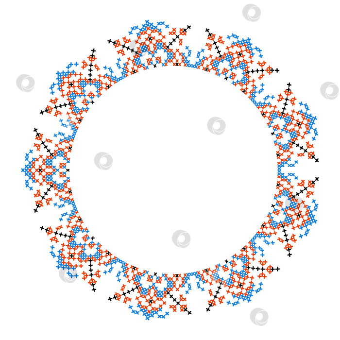 Скачать Круглая рамка для вышивания крестиком мотивов народной вышивки фотосток Ozero