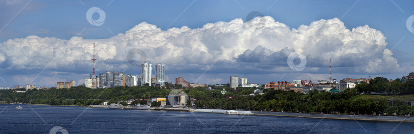 Скачать Городской летний пейзаж города Перми. Панорама. 2019 год. фотосток Ozero