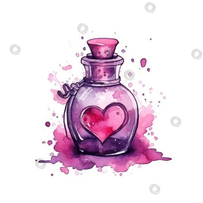 Скачать Акварельная волшебная колба с розовым и фиолетовым любовным и ядовитым зельем фотосток Ozero