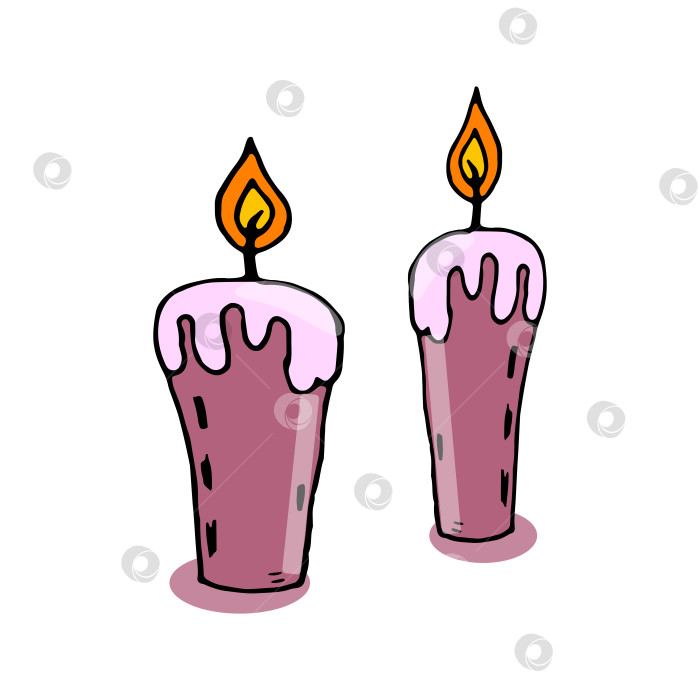 Скачать Мультяшные фиолетовые горящие свечи фотосток Ozero