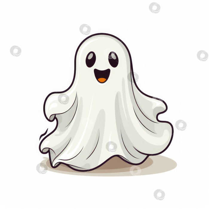Скачать мультяшный милый призрак Хэллоуина на белом фоне фотосток Ozero