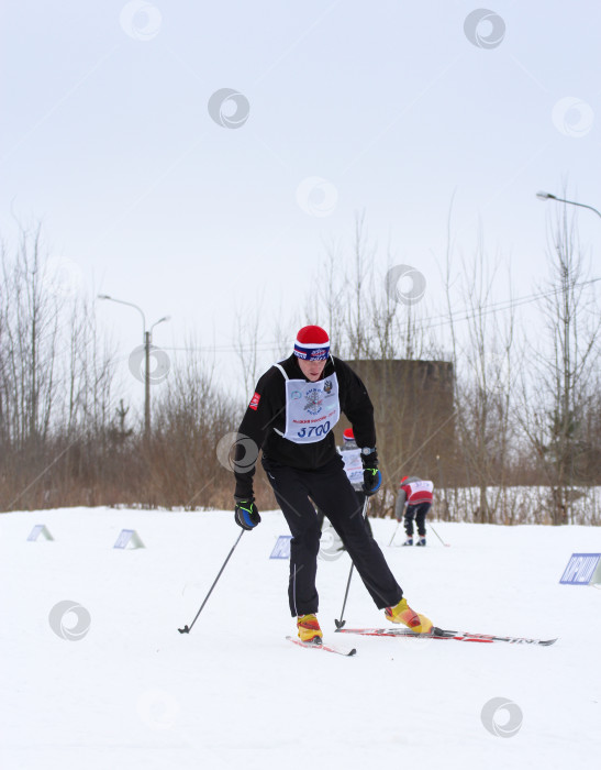 Скачать Лыжники на трассе. фотосток Ozero