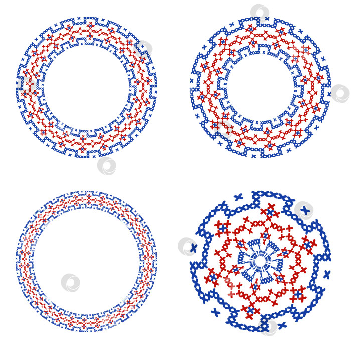 Скачать Набор круглых рамок с мотивами вышивки крестиком народная вышивка фотосток Ozero