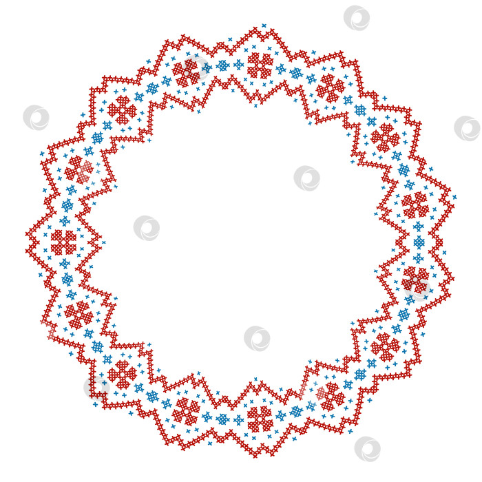 Скачать Круглая рамка с цветочной народной вышивкой4 фотосток Ozero
