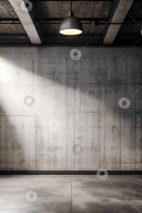 Скачать Недостроенная бетонная комната с лампой на потолке фотосток Ozero
