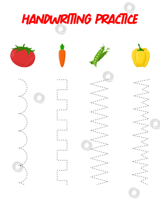 Скачать Прослеживающие линии. Практика письма для детей.Тренируем мелкую моторику. Развивающая игра для детей дошкольного возраста. Векторная иллюстрация фотосток Ozero