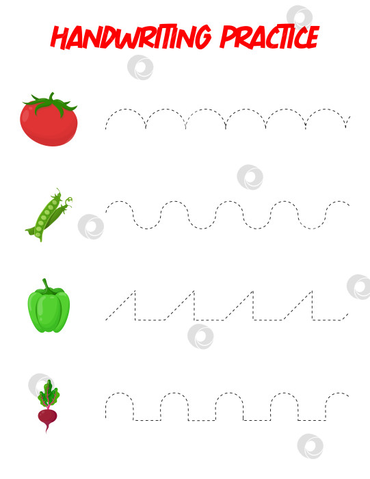 Скачать Прослеживающие линии. Практика письма для детей.Тренируем мелкую моторику. Развивающая игра для детей дошкольного возраста. Векторная иллюстрация фотосток Ozero