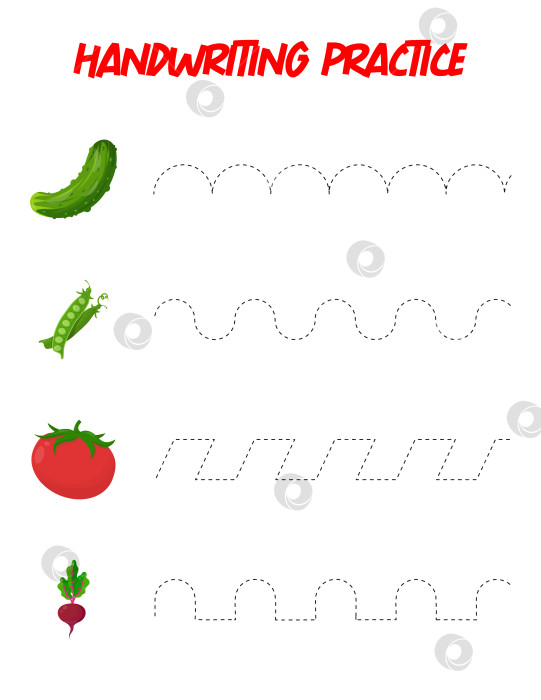 Скачать Прослеживающие линии. Практика письма для детей.Тренируем мелкую моторику. Развивающая игра для детей дошкольного возраста. Векторная иллюстрация фотосток Ozero