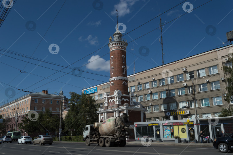 Скачать Пожарная каланча города Омска, исторический памятник архитектуры фотосток Ozero