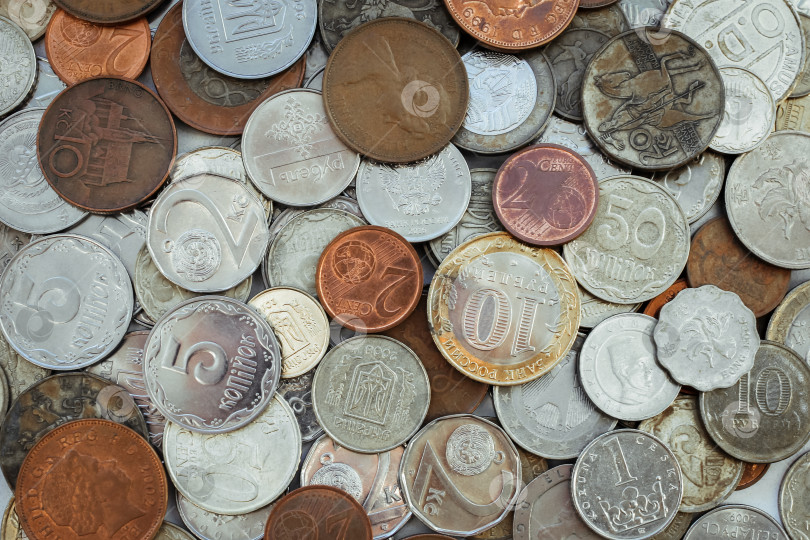 Скачать Текстура монет из разных стран мира фотосток Ozero