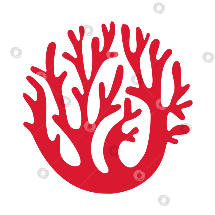Скачать Красивая ветка красных водорослей на белом фоне. Логотип водорослей, значок водорослей фотосток Ozero