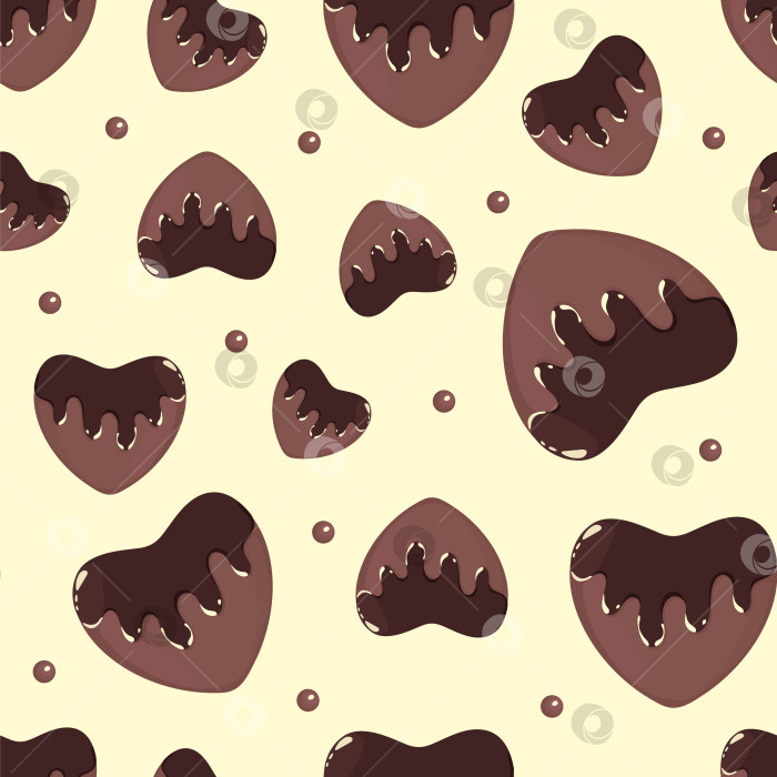 Скачать Бесшовный узор из шоколадных сердечек, покрытых шоколадом фотосток Ozero