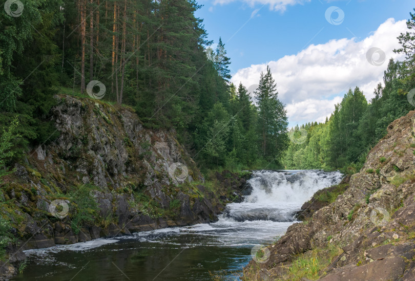 Скачать природный ландшафт с прозрачным водопадом на лесной воде фотосток Ozero