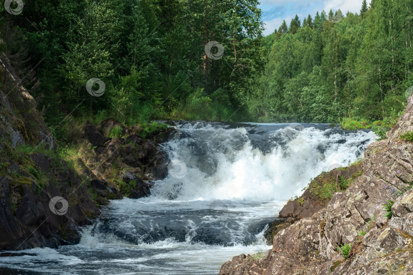 Скачать природный ландшафт с прозрачным водопадом на лесной реке фотосток Ozero