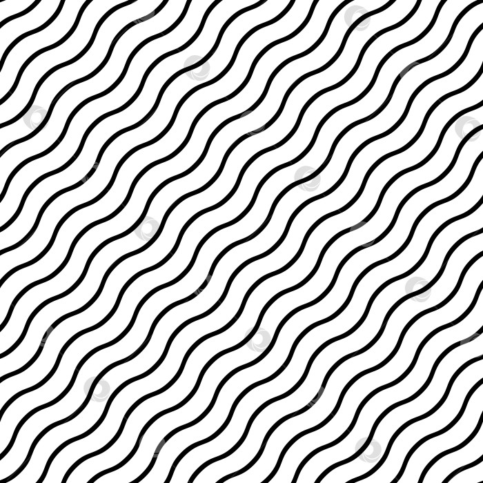 Скачать Бесшовный бесконечный узор из черных диагональных волнистых линий для дизайна фотосток Ozero