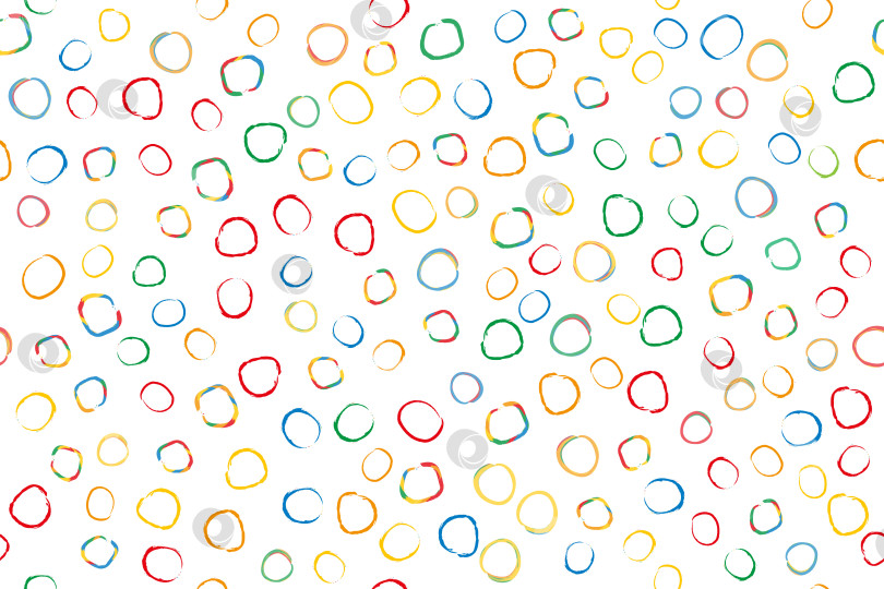 Скачать Абстрактный бесшовный принт с разноцветными кругами-каракулями, нарисованными кистью в пастельных тонах для фона фотосток Ozero