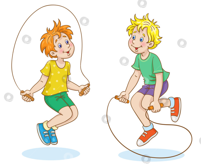 Скачать Два забавных мальчика прыгают через канаты. фотосток Ozero