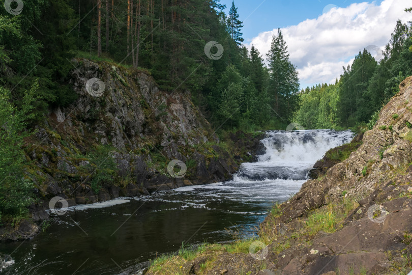 Скачать природный ландшафт с прозрачным водопадом на лесной воде фотосток Ozero