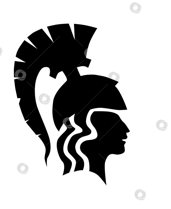 Скачать Силуэт богини Афины в профиль в коринфском шлеме фотосток Ozero