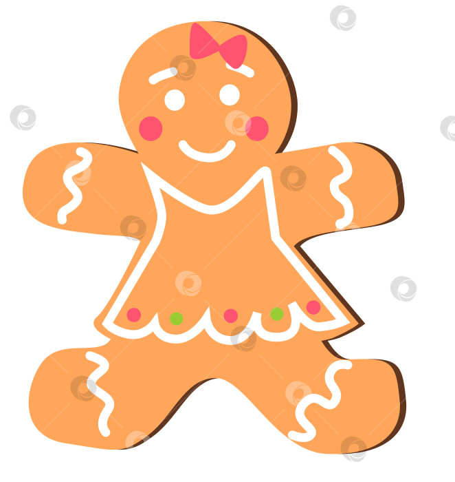 Скачать Пряничная девочка - традиционное рождественское печенье фотосток Ozero