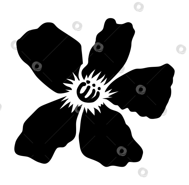 Скачать Контурный силуэт цветка шиповника для дизайна, логотипа или иконки фотосток Ozero
