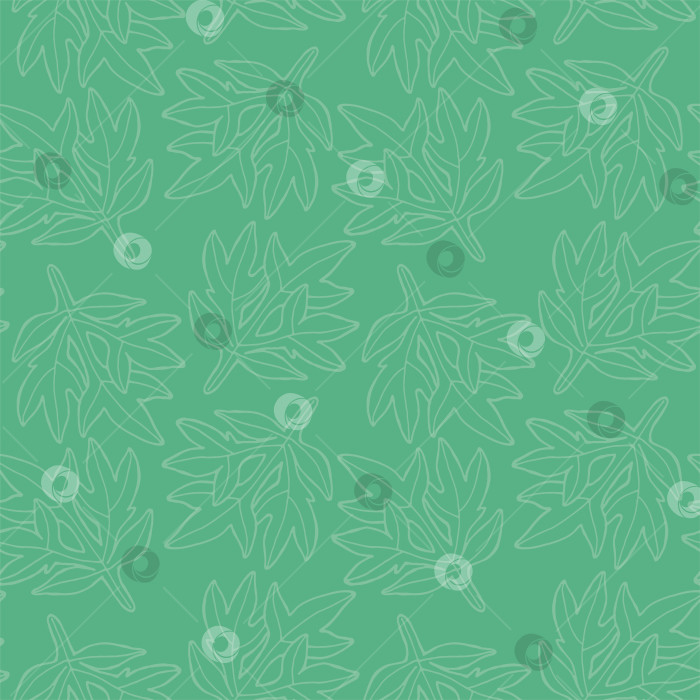 Скачать Узор с контурными листьями инжира зеленого цвета является бесшовным фотосток Ozero