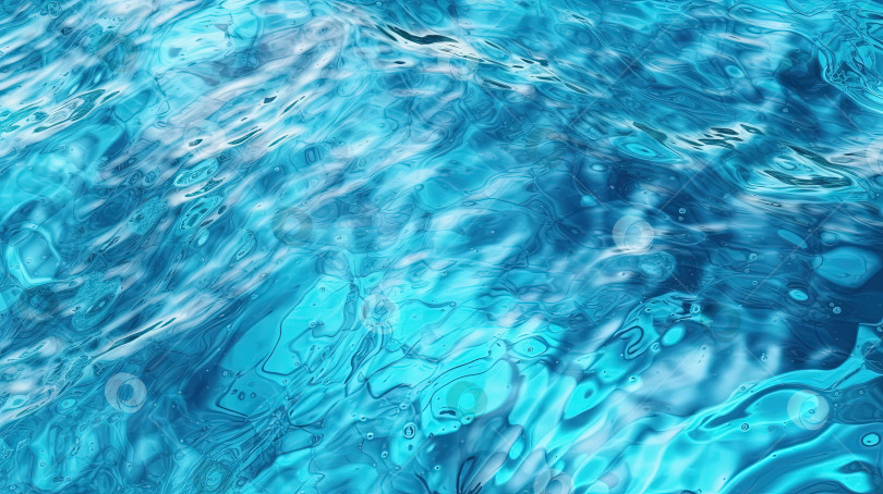 Скачать Рябь на голубой воде бассейна. Блестящие волны чистой воды в бассейне. Сгенерированный искусственный интеллект. фотосток Ozero