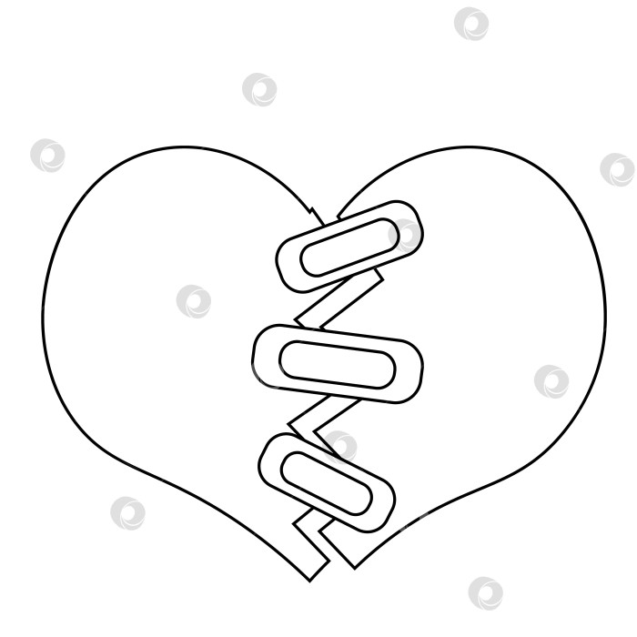 Скачать Разбитое сердце, соединенное нитями лейкопластыря черно-белого цвета фотосток Ozero