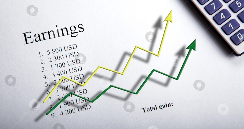 Скачать таблица с доходами с цифрами, калькулятором и диаграммой фотосток Ozero